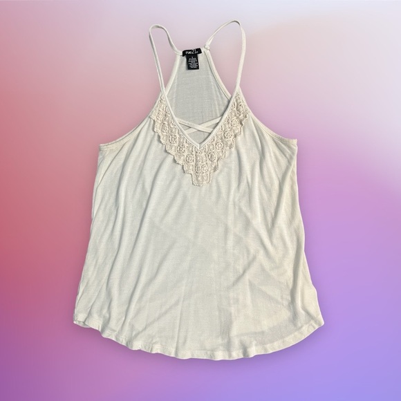 Rue21 Tops - Boho Crochet Detail Cream Tank Top Size Small